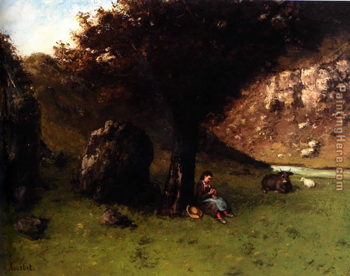 The Young Shepherdess painting - Gustave Courbet The Young Shepherdess art painting